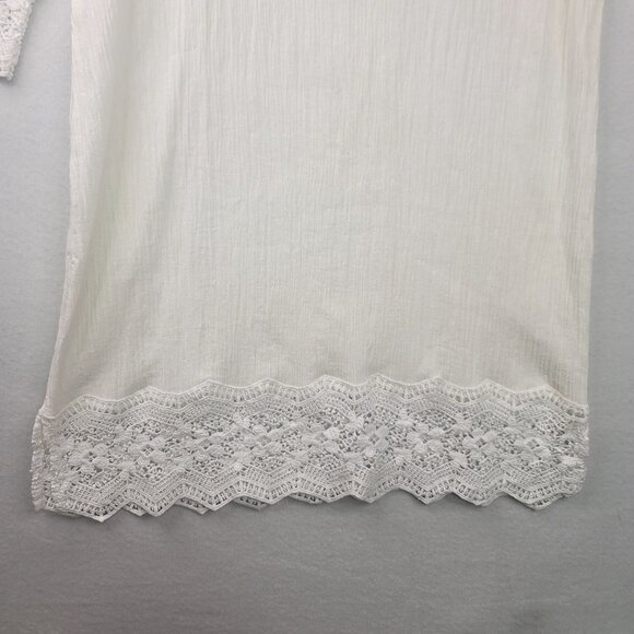 Talbots Womens Gauze Cotton Scalloped Crochet Lace Dress Coverup Beach Vacation - Picture 5 of 12
